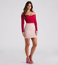 On Point Ponte Knit High Waist Mini Skirt