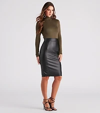 Business Babe Faux Leather Skirt