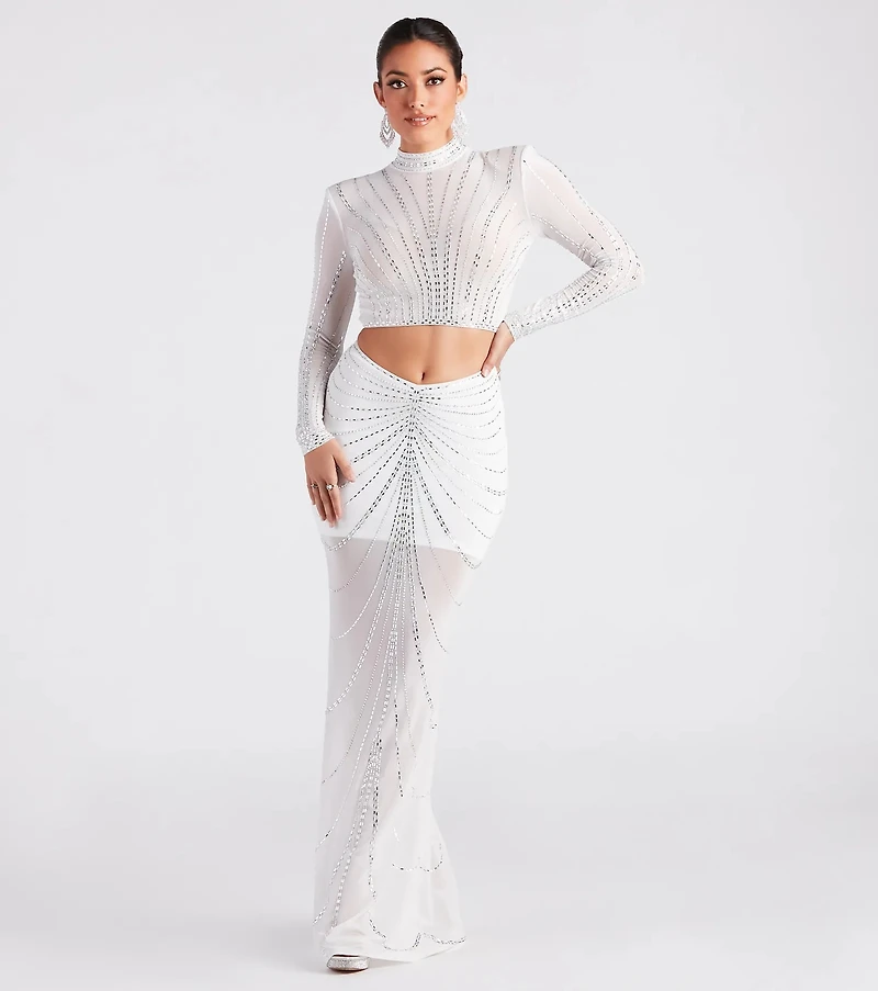 Wrapped Rhinestone Maxi Skirt