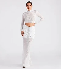 Wrapped Rhinestone Maxi Skirt