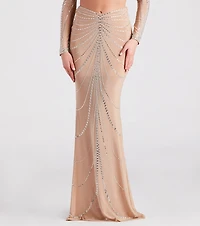 Wrapped Rhinestone Maxi Skirt