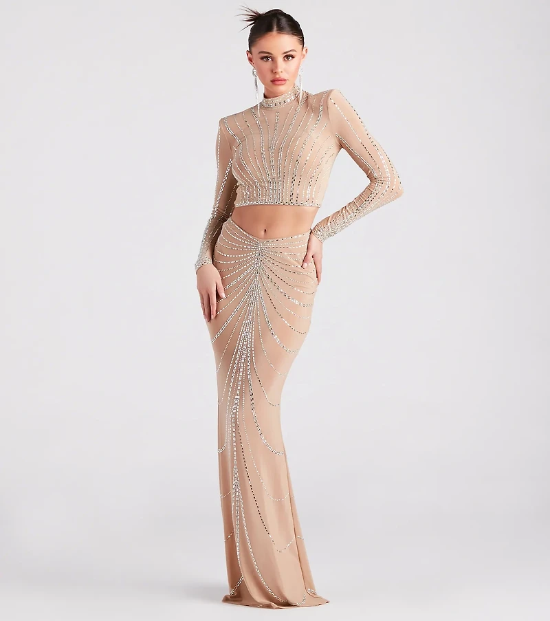 Wrapped Rhinestone Maxi Skirt