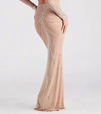 Wrapped Rhinestone Maxi Skirt