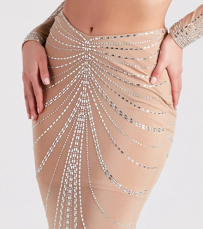 Wrapped Rhinestone Maxi Skirt