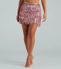Shake It Up Sequin Fringe Mini Skirt
