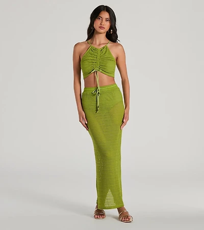 Sunny Chic High Slit Crochet Maxi Skirt