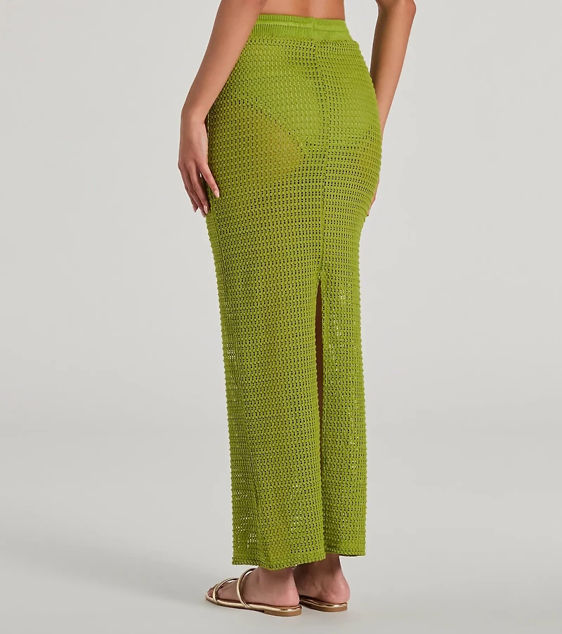 Sunny Chic High Slit Crochet Maxi Skirt