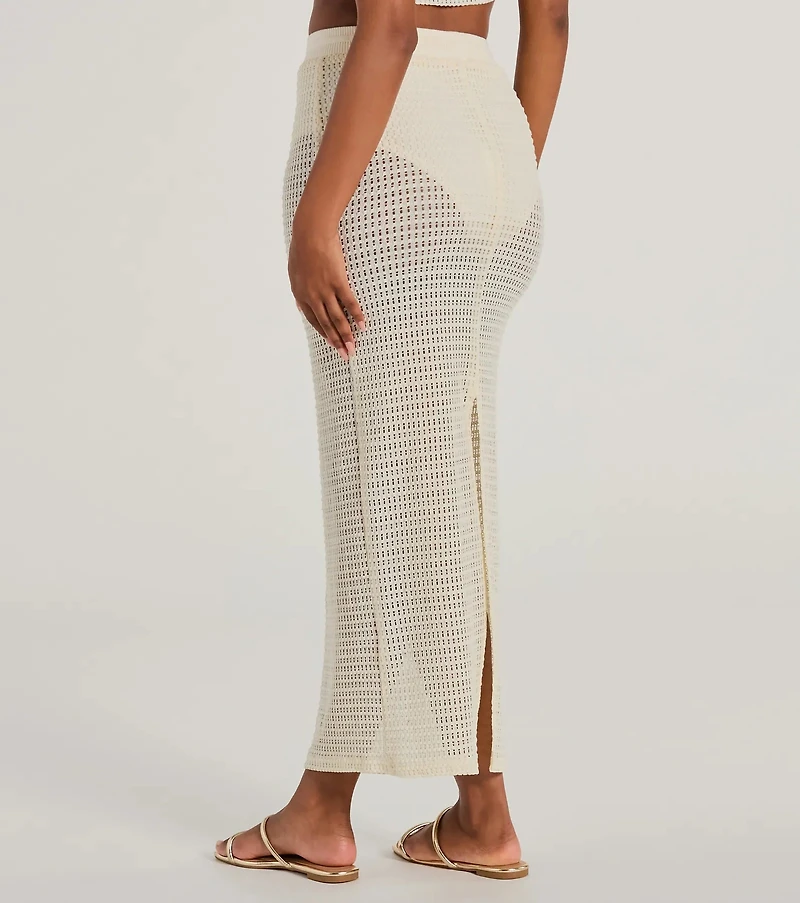 Sunny Chic High Slit Crochet Maxi Skirt