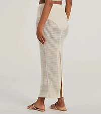 Sunny Chic High Slit Crochet Maxi Skirt