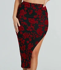 Elevated Allure Rose Burnout Mesh Midi Skirt
