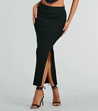 Twice The Love Rib Knit Midi Skirt