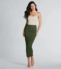Seasonal Style High-Rise Midi Skirt