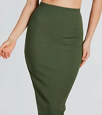 Seasonal Style High-Rise Midi Skirt
