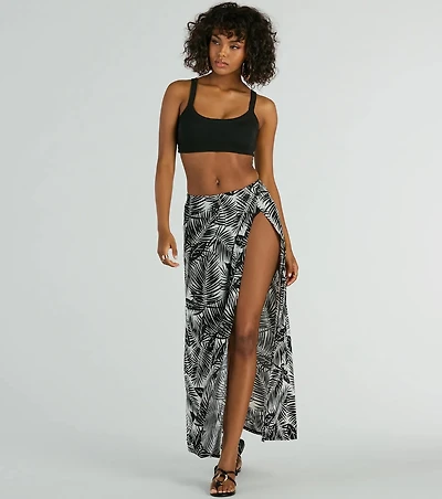 Tropical Vibes High Slit Wrap Maxi Skirt