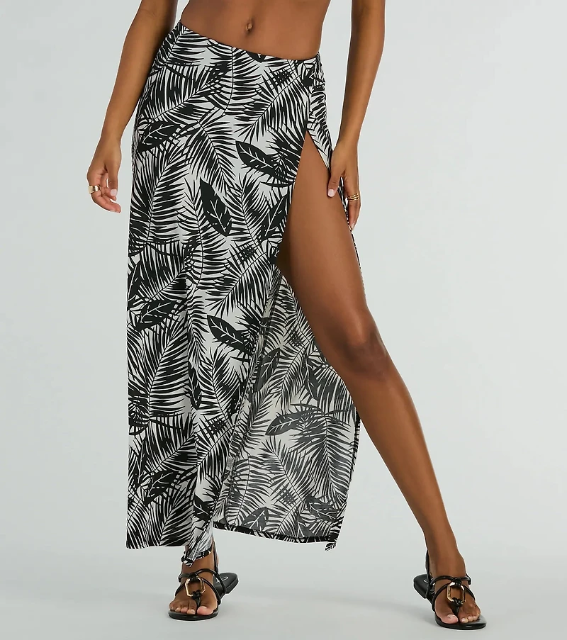 Tropical Vibes High Slit Wrap Maxi Skirt