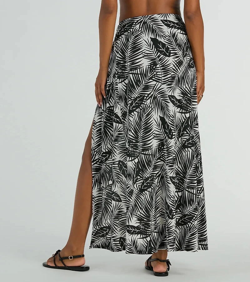 Tropical Vibes High Slit Wrap Maxi Skirt