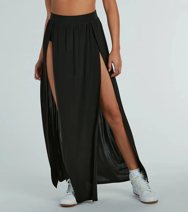 Statement Made High-Rise Dual-Slit Maxi Skirt