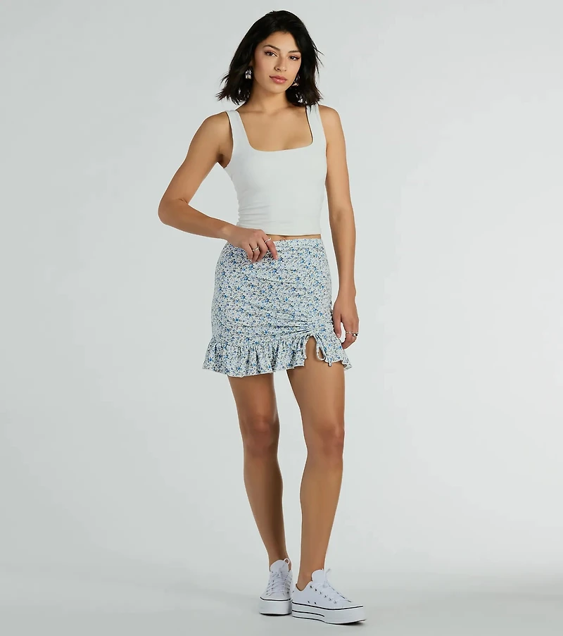 Spring Mentality Ditsy Floral Ruffle Mini Skirt