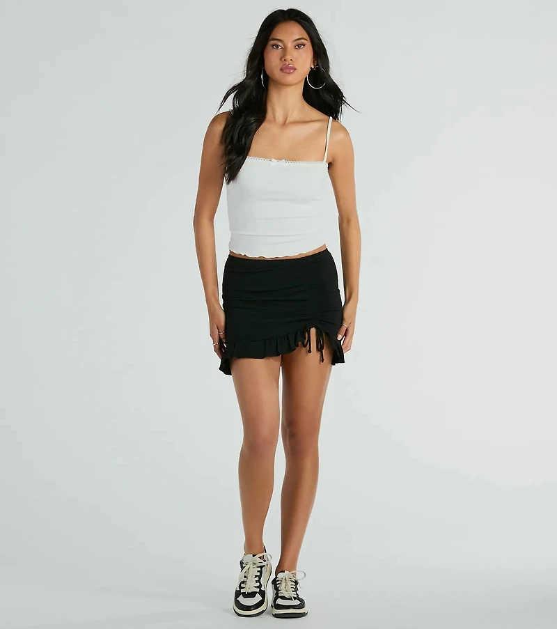 Made Ya Wink Mid-Rise Ruffle Mini Skirt
