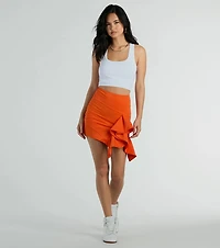 Iconic Moves Ruffled Ponte Knit Mini Skirt