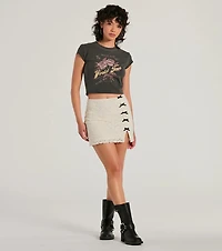 Bound To Charm High-Rise Texture Lace Bow Mini Skirt