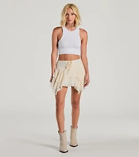 Cutie Lace Lattice Hanky Hem Mini Skirt
