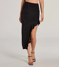 Dancing Moves High-Rise Side Ruffle Midi Skirt