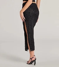 Evening Perfection High-Rise Flocked Floral Maxi Skirt