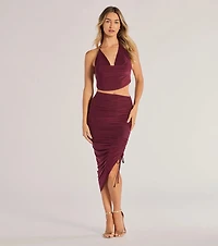 Sculpted Chic Ruched Midi Skirt