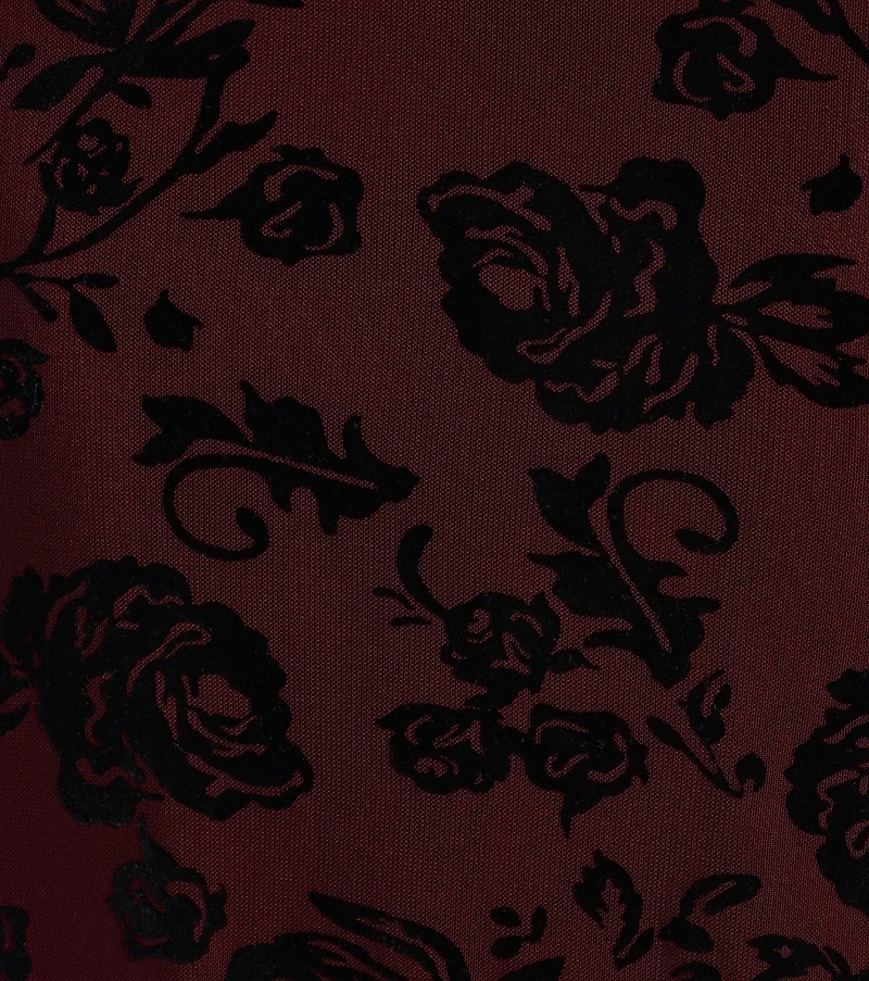 Luxe Wonder Flocked Velvet Floral Midi Skirt