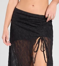 Breezy Boho Sheer Lace Asymmetric Maxi Skirt