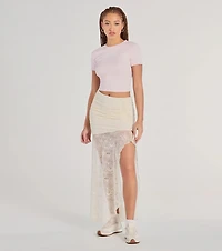 Boho Beauty High Slit Lace Maxi Skirt