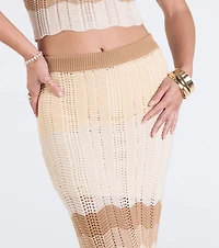 Trendy Match Chevron Knit Midi Skirt
