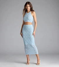 Blissful View Crochet Knit Midi Skirt
