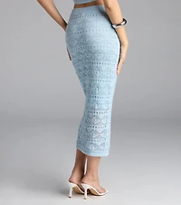 Blissful View Crochet Knit Midi Skirt