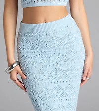 Blissful View Crochet Knit Midi Skirt