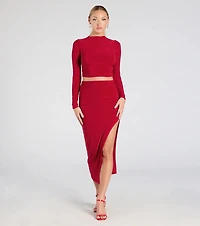 Bold Staple Ruched Asymmetrical Midi Skirt