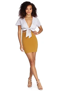 On Point Ponte Knit High Waist Mini Skirt