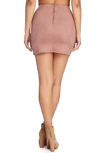 Laced Faux Suede Mini Skirt