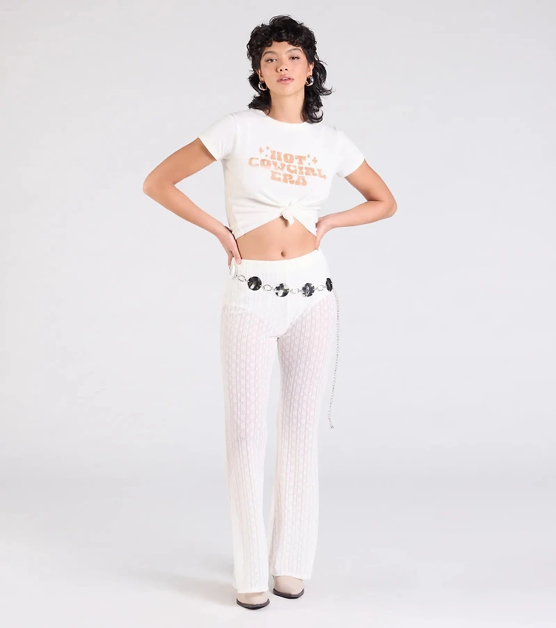 Bohemian Chic Sheer Lace Flare Pants