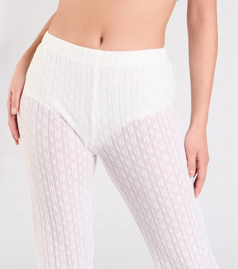 Bohemian Chic Sheer Lace Flare Pants