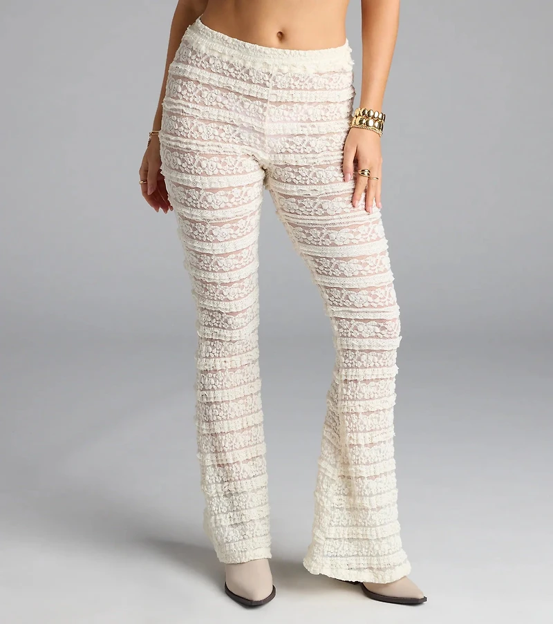 Make A Statement Sheer Lace Flare Pants