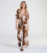 Off To Paradise Wide-Leg Abstract Pants