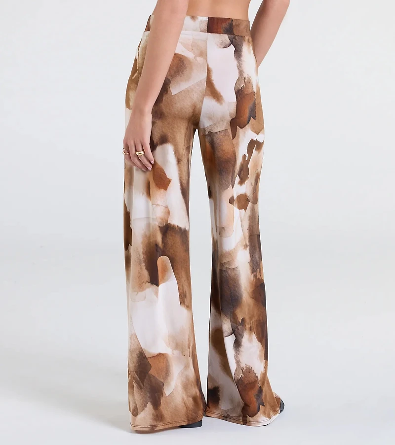 Off To Paradise Wide-Leg Abstract Pants