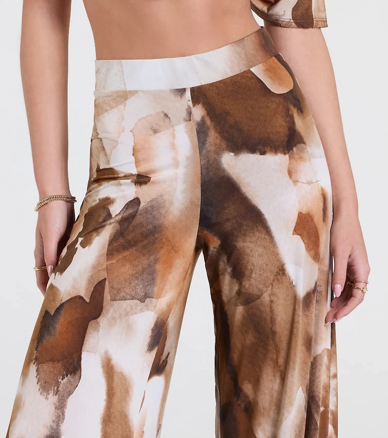 Off To Paradise Wide-Leg Abstract Pants