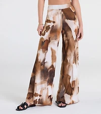 Off To Paradise Wide-Leg Abstract Pants