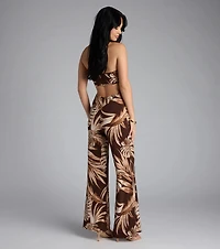 Tropic Time Halter Cutout Wide-Leg Jumpsuit