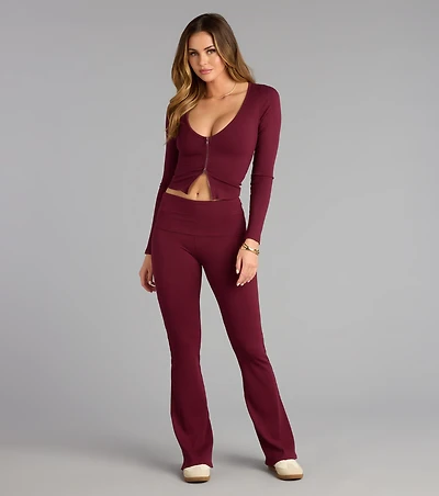 Chill Time Rib Knit Flare Pants