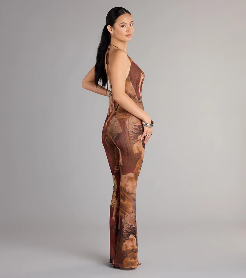 Abstract Print Cutout Jumpsuit