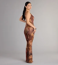 Abstract Print Cutout Jumpsuit